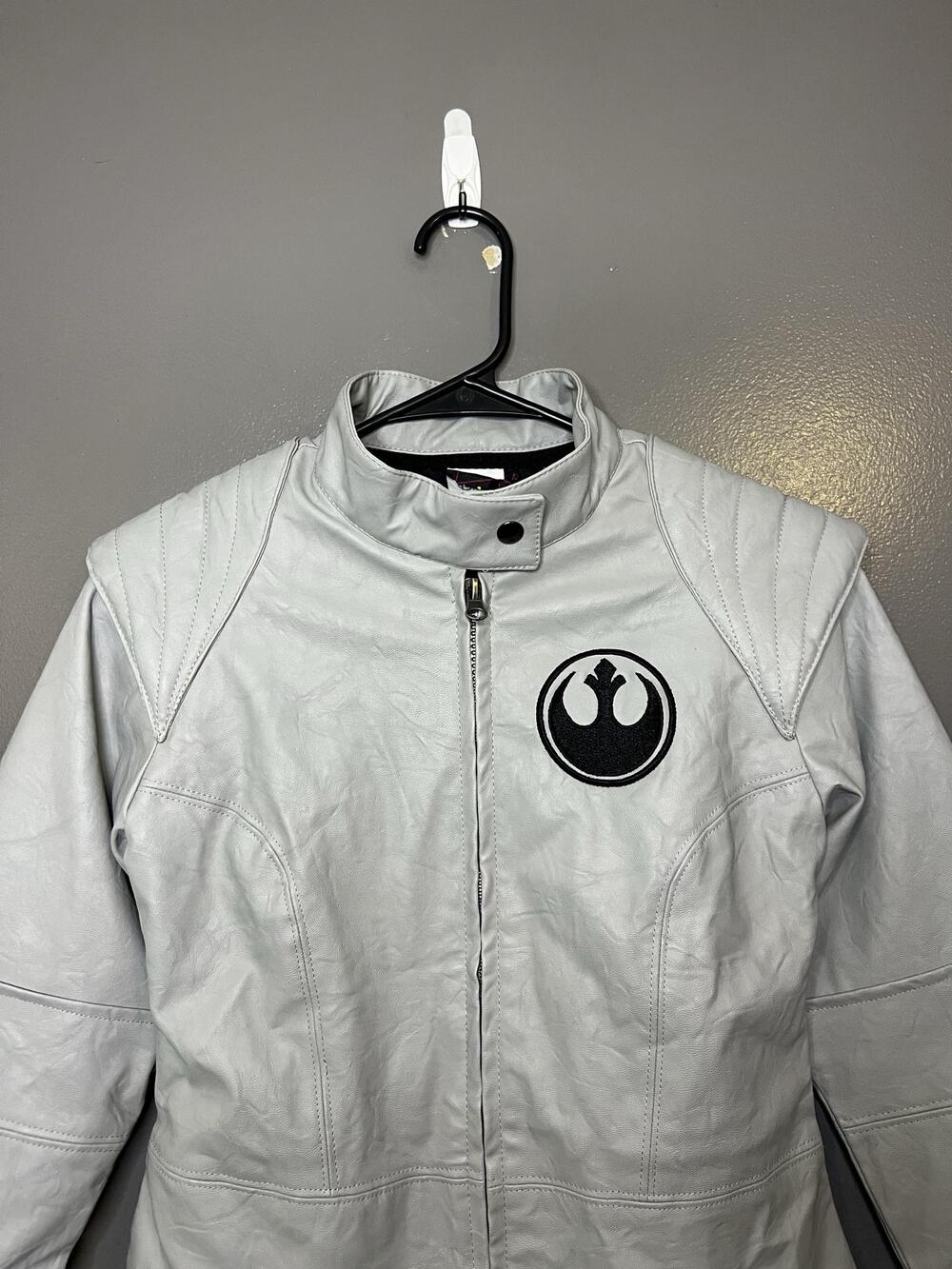 Star Wars Disney Store Jacket Kids 9/10 Gray Rebel Alliance Moto Faux Leather